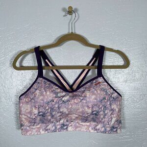 Brooks Women Plus Size XXL Purple Marbled Uprise Crossback Sports Bra Padded Run